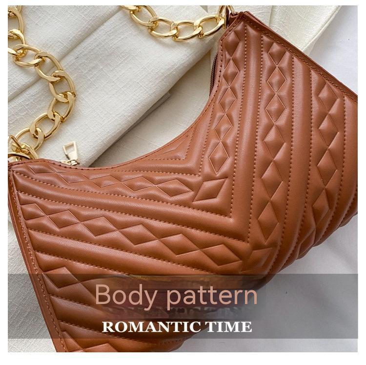 Pleated Chain Baguette Shoulder & Underarm Bag