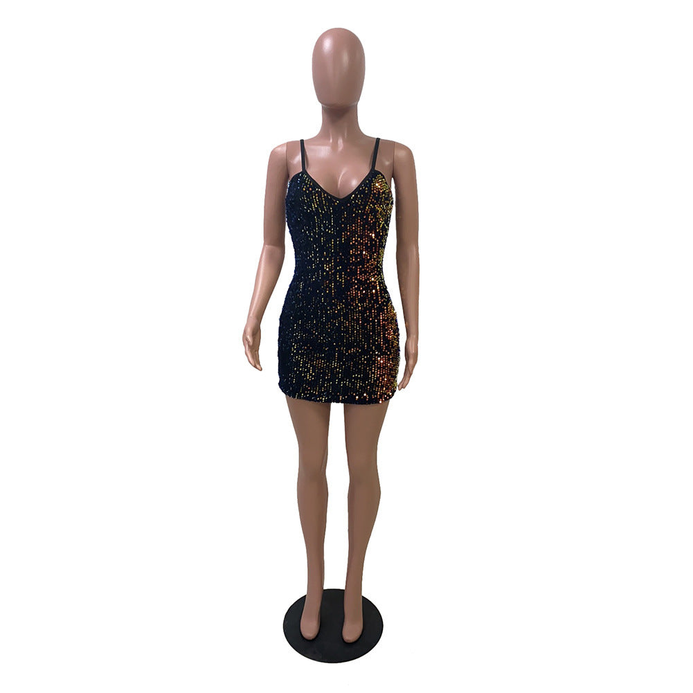 Strap sequin dress