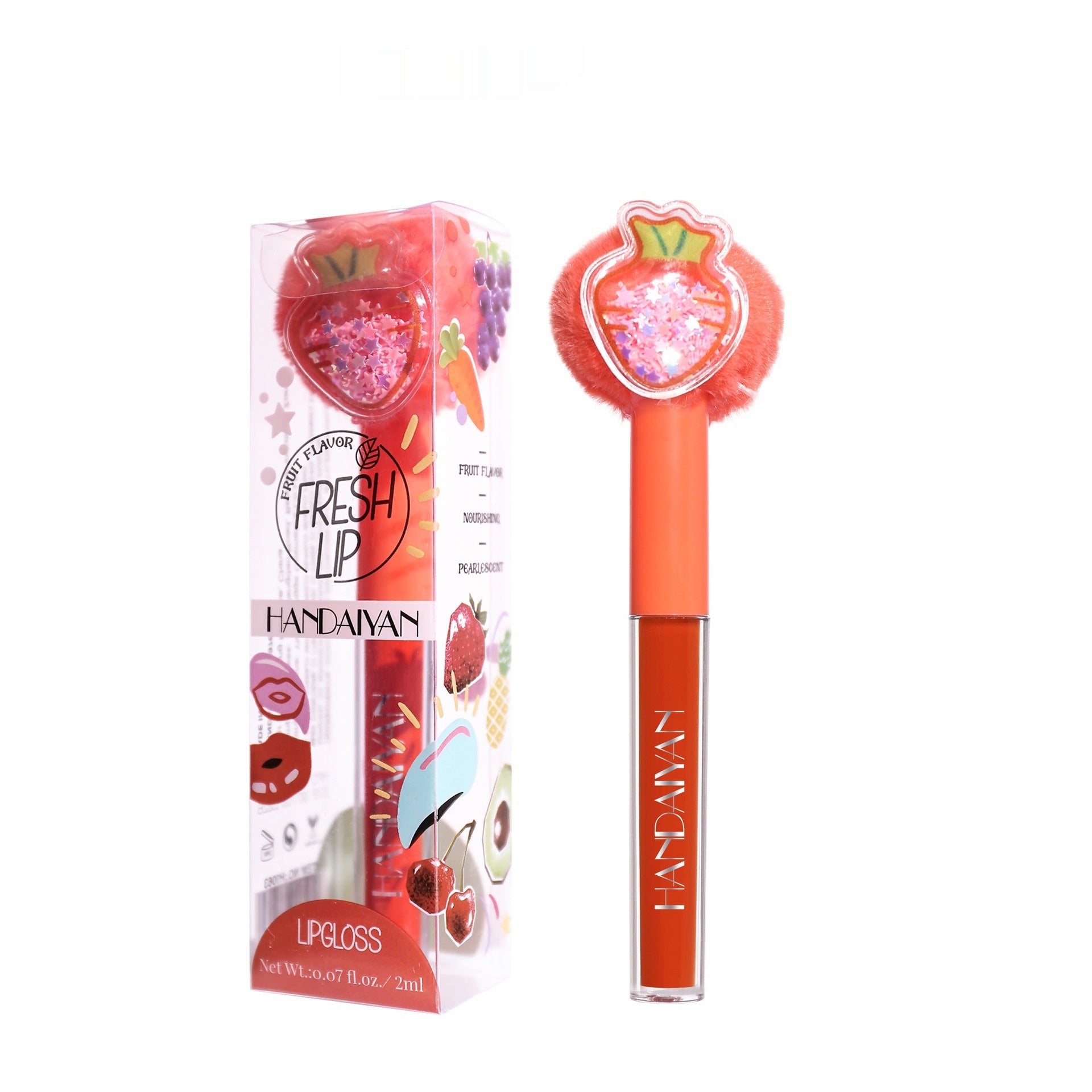 Lip Gloss No Stain On Cup Lipstick Fruit Plush Head