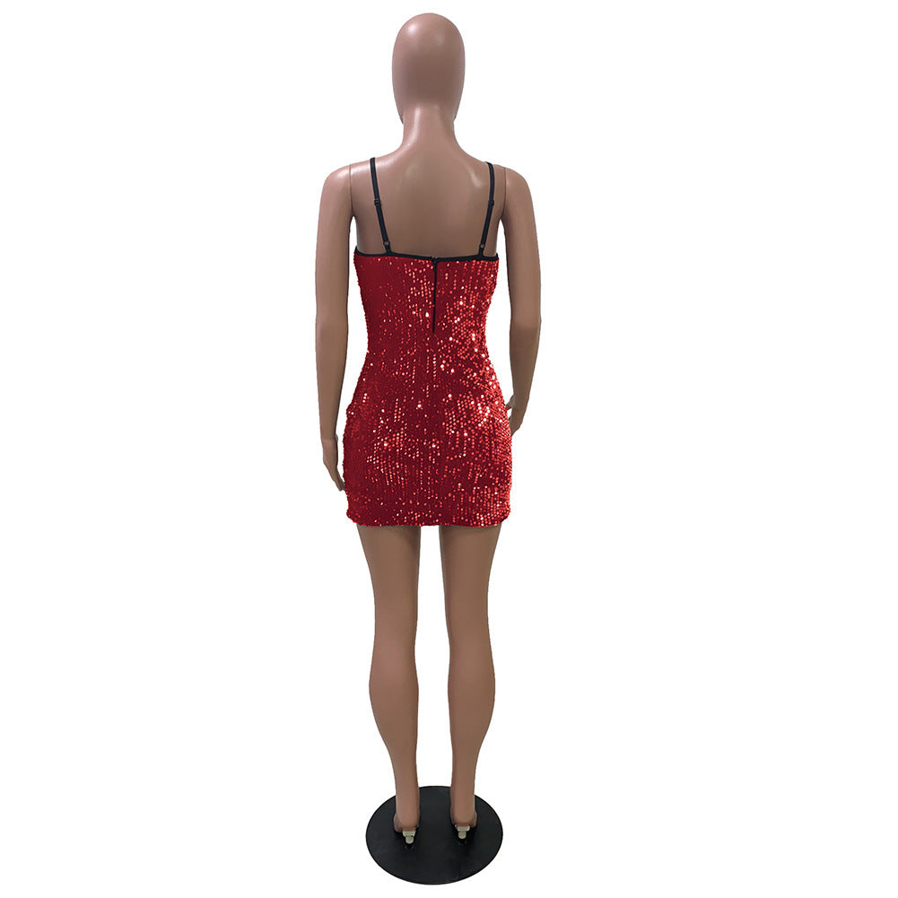 Strap sequin dress