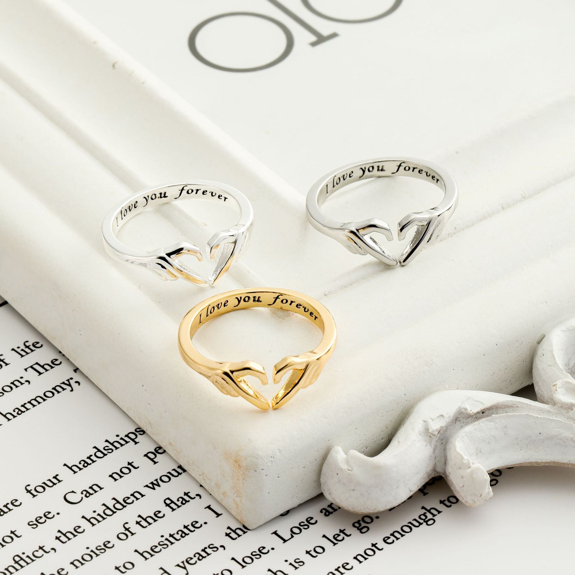 Romantic Heart Hug Couple Ring – Silver Punk Jewelry