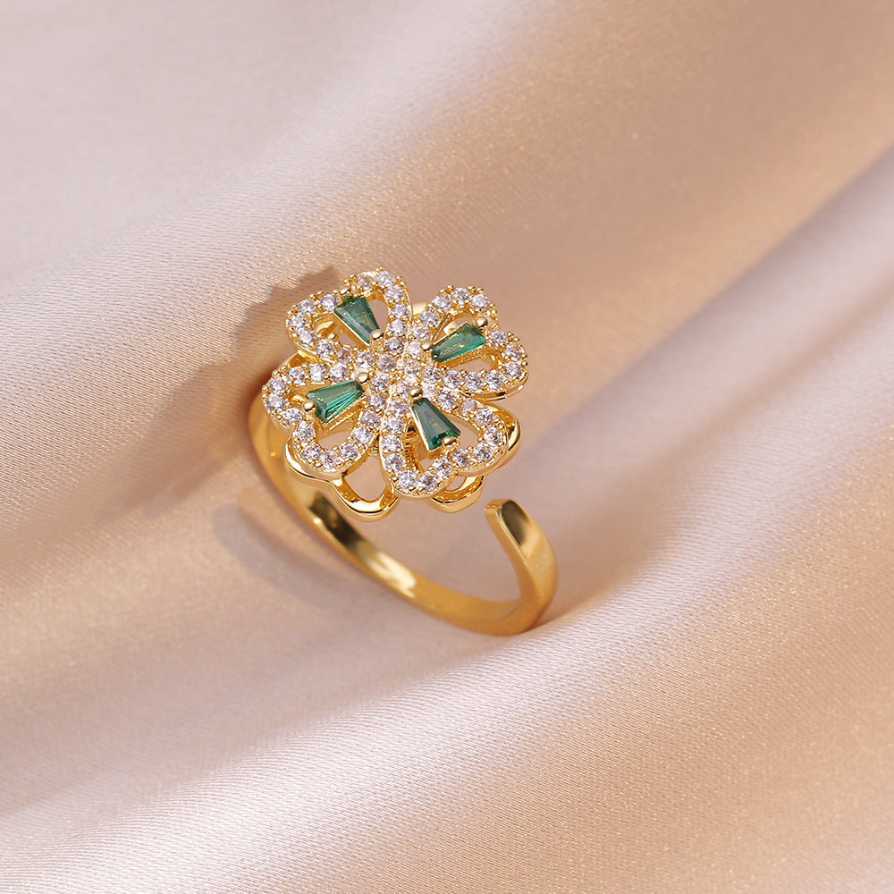 Necklace Heart-shaped Rotating Micro-inlaid Zircon Ring