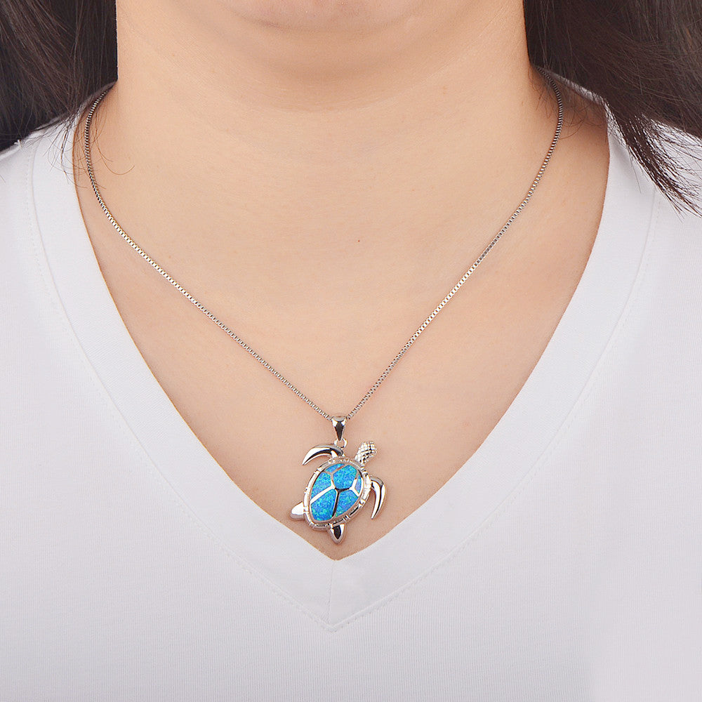 Opal Turtle Necklace Turtle Pendant Clavicle Chain