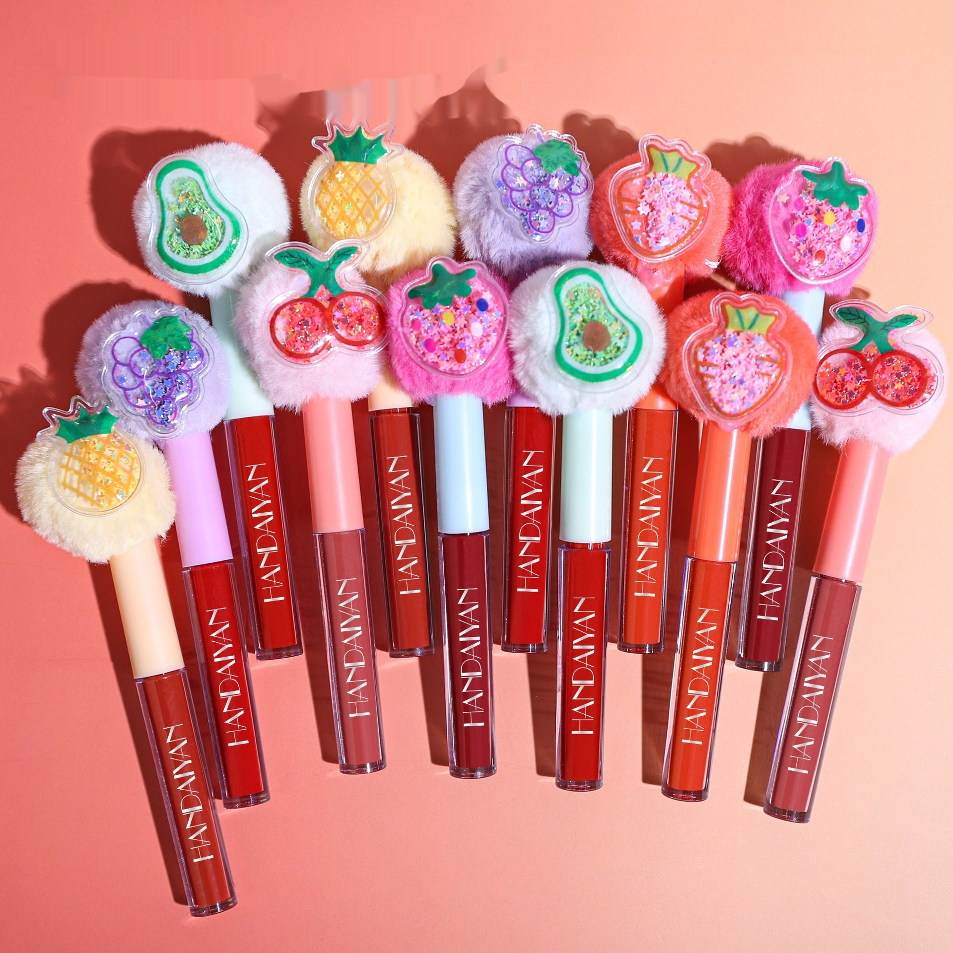 Lip Gloss No Stain On Cup Lipstick Fruit Plush Head